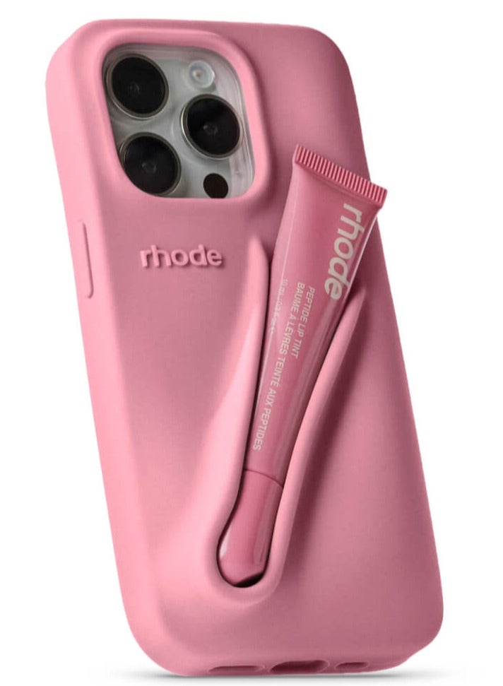 Rhode iPhone 16 Pro Silicone Lip Holder for Cell Phone, Lip Gloss Adhesive Sleeve for Phone, Lip Holder Stick-on Phone Case, Back Stick On Holder for Rhode iPhone 16 Pro(Ribbon) - Image 1